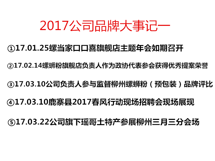 2017公司品牌螺當家口口喜螺螄粉活動大事記